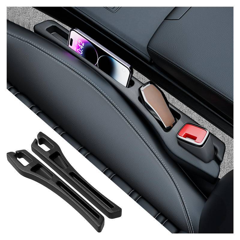 lot 27298 image: 2PCS Car Seat Gap Filler Organizer,2 in 1 Car Gap Filler with Fill and Storage Function for Storing Phones Keys Cards, Universal Multifunctional No Drop Seat Guard for Cars - Retail $10