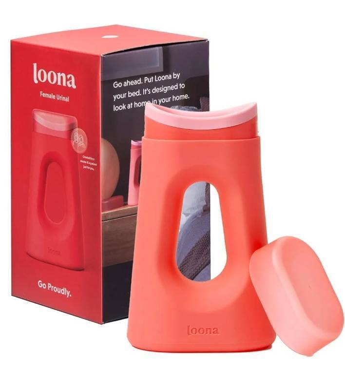 lot 57520 image: Premium Female Urinal - Quiet, No Splash Design for Women - Ideal for Bedside, Travel, and Outdoor Use - Coral Dream - HSAFSA Eligible - Retail $40