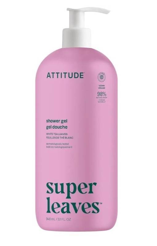 lot 57751 image: ATTITUDE Soothing Shower Gel, Dermatologically Tested, Plant and Mineral-Based, Vegan Personal Care Products, White Tea Leaves, 32 Fl Oz - Retail $20
