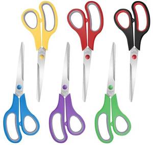 lot 37444 image: 6 Packs Sewing Craft Scissors Bulk,8 Multipurpose Heavy Duty Sharp Scissors, Stainless Steel Shears for Home Office Student Supplies,6 Colors - Retail $8