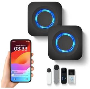 WIFI Wireless Doorbell Chime Compatible with Ring, Nest, Blink Video Doorbells, Smart Indoor Doorbell Receiver with LED Flash Alert for Home Security (2 Pack) - Retail: $80