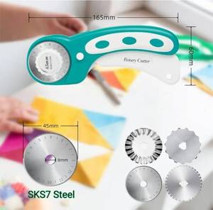 lot 37459 image: 45mm Rotary Cutter for Fabric with 8pcs Rotary Blades, Rolling Fabric Cutter Crochet Edge Skip Stitch Blade Perforating Rotary Blade, Pinking Rotary Cutter for Quilting Crafts Sewing - Retail $13