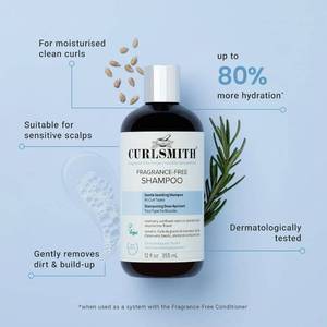 lot 37464 image: CURLSMITH Fragrance-Free Shampoo - Gently Cleanses Hair, Leaves Curls Feeling Silky and Moisturized (12 oz) - Retail $26