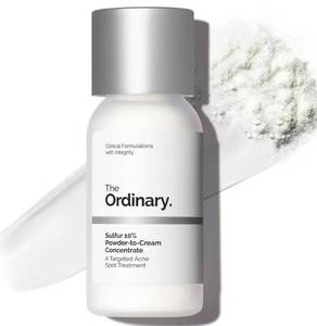 lot 37468 image: The Ordinary Sulfur 10% Powder-to-Cream Acne Spot Treatment Concentrate, Reduces Pimple Size and Zit Redness, 0.18 Oz - Retail $10