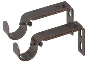 lot 37477 image: Adjustable Brackets for Curtain Rods - for 78 or 1 Inch Rods. Set of 2 - Oil Rubbed Bronze - Retail $9