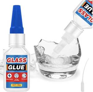 lot 37478 image: Glass Glue, 30g Fast-Drying Clear Repair Glue with Anti-Clog Cap, Heavy Duty Waterproof Adhesive for Glasses, Jewelry, Woodworking, Mirror, Christmas Wreath, Sole, Model, Aquarium - Retail $7