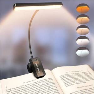 lot 37479 image: 26 LED Rechargeable Book Light for Reading in Bed, Eye-Caring 5 Amber Colors and Stepless Dimming, Lasts 1 Week to a Months, Travel Clip on Lamp Gifts for Book Lovers, Men, Women & Kids - Retail $20