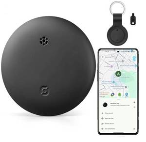 lot 37480 image: Android Tracker Tags, 1 Pack Google Certified Smart Tracker with Silicone Cases, Works with Google Find Hub for Keys, Luggage, Backpacks, Pets, IP67 Waterproof & Replaceable Battery (Android Only) - Retail $10