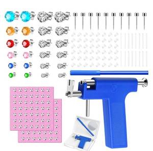 lot 37481 image: Reusable Ear Piercing Gun Kit, Professional Ear Piercing Gun with Stainless Steel Piercing Studs, Colorful Crystal Earrings for At Home Salon Earlobe Cartilage Helix Tragus Piercing Tool Set - Retail $13