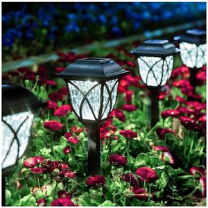 lot 37492 image: 6 Pack Solar Lights Outdoor Waterproof, LED Solar Garden Lights, Outdoor Decorations, Garden Decor for Yard, Patio, Landscape, Planter, Walkway (Cold White) - Retail $30