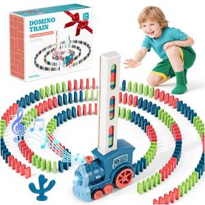 lot 37539 image: 220Pcs Domino Train Toys, Automatic Dominoes Building Train Set for Kids 2-4 4-8, Stacking Kids Games Stem Montessori Educational Toys for 3 4 5 6 7 8 Year Old Boys Girls Birthday Gifts - Retail $22