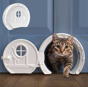 lot 37541 image: Door Cat Door for Interior Doors - Stylish & Functional with No Flap, Lockable, and Easy Installation, Spacious Large Kitty Door for Cats Up to 20 lbs, Private and Comfortable Pet Door - Retail $40