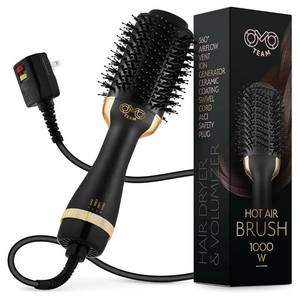 Professional Blowout Hair Dryer Brush, Black Gold Dryer and Volumizer, Hot Air Brush for Women, 75MM Oval Shape (Black Gold) - Retail: $75