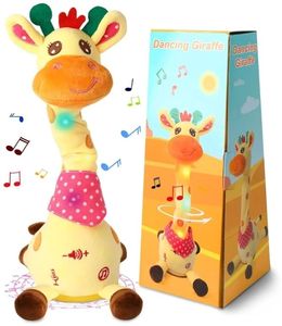 lot 37562 image: Dancing Talking Giraffe Toy, Stuffed Animal Baby Toy Repeating What You Say, Glowing Musical Giraffe Gifts for Toddlers 1-3 Years Old, for Kids (Giraffe) - Retail $24