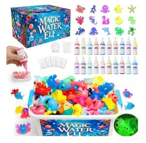 lot 37568 image: Upgraded Magic Water Elf Toy Kit, 20 Gels & 15 Molds, Craft & Art Kits for Kids Girls Boys Age 3 4 5 6 7 8 9 10 11 year old, Aqua Fairy Make Your Own Water Pets Squishy Maker Birthday Gift Party Favor - Retail $24