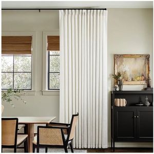 lot 37575 image: 102 Inch Long Curtains Pinch Pleat Linen Curtains for Living Room Bedroom 2 Panels Natural Cream Light Filtering Privacy Neutral 102 Inch Pleated Drapes Hooks Rings Back Tab for Window Sliding Door - Retail $67