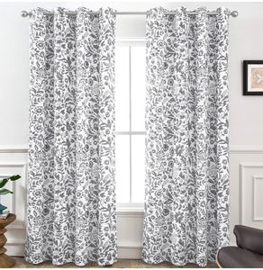 lot 37578 image: DriftAway Julia Blackout Curtains for Bedroom Gray Floral Watercolor Pattern Double Layer Thermal Insulated Sound Reducing Room Darkening Drapes for Living Room Grommet 2 Panels Each W52 x L96 Gray - Retail $47