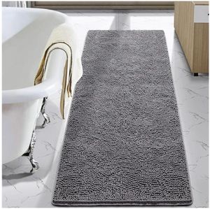 lot 37582 image: Luxury Bathroom Rug Shaggy Bath Mat 24 x 60 Inch, Washable Non Slip Bath Rugs for Bathroom Shower, Soft Plush Chenille Absorbent Carpets Mats, Gray - Retail $27