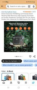 lot 37589 image: Ozone Generator 48,000mg, Commercial Ozone Machine Odor Removal, High Capacity O3 Ionizer Air Purifier Deodorizer, Portable Mini for Car, Home, Smoke, Pets, Industrial, for 4000 Square Feet - Retail $63
