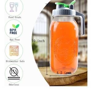 lot 37593 image: Cold Brew Mason Jar Iced Coffee Tea Maker 64 Oz Wide Mouth Glass Pitcher Half Gallon With 304 Stainless Steel Filter Food Grade Airtight & Leak-Proof Pitcher 2 Quart - Retail $17