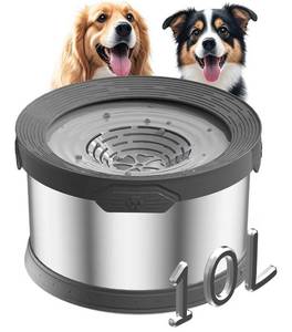 lot 37597 image: 10L Dog Water Bowl No Spill 2.6 Gallon Super Large Capacity Stainless Steel No Splash Dog Bowls 338oz Slow Drinking Feeder with Non-Slip Base Pet Water Dispenser for Dogs - Retail $50