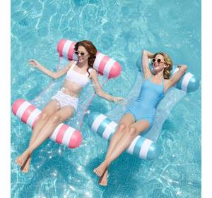 lot 37601 image: 2 Pack Hammock Pool Floats Adults, Multi-Purpose Inflatable Pool Floats PVC Water Hammock Lounge Floaties - Retail $19