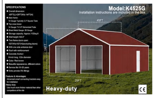 lot 207 image: 45x25 Double Garage Steel Barn Shed