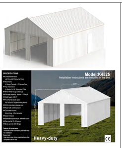 lot 208 image: 45FTx25FT Double Garage Steel Barn Shed Model K4525