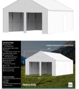 lot 219 image: 23ft x 22ft Heavy Duty Metal Garage Shed with Side Door