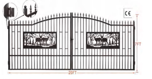 lot 223 image: Heavy Duty Metal Driveway Gate with Deer Motif Design