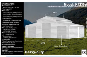 lot 227 image: 30x42ft Heavy Duty Metal Storage Shed with Roll-Up Doors