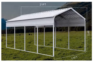 lot 228 image: 11x21 Galvanized Steel Carport Metal Shelter
