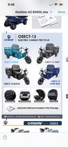 Onshine OSECT-13 800W Electric Cargo Tricycle with Tiltable Deck