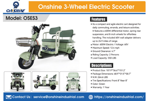 lot 110 image: Onshine OSES3 3-Wheel Electric Scooter 2-Person Cart