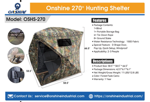 lot 119 image: Onshine 270 Degree Hunting Blind Shelter with Panoramic View