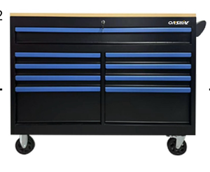 lot 153 image: Onshine 9-Drawer Rolling Tool Cabinet with Wood Top OSTC-9