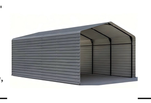 lot 160 image: Galvanized Steel Metal Carport 12x20 Feet Outdoor Shelter