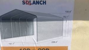 lot 301 image: 12ft x 20ft Steel Frame Metal Carport with Side Panels