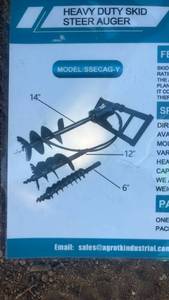 lot 442 image: Heavy Duty Skid Steer Auger Attachment with Multiple Drill Bits