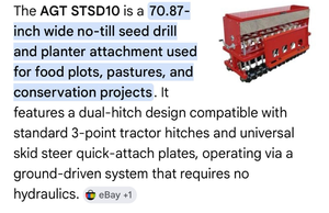 lot 449 image: AGT STSD10 70.87-inch No-Till Seed Drill and Planter Attachment