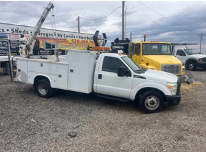 lot 99 image: FORD F-350 SERVICE BODY WITH CRANE AND LIFT GATE