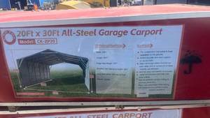 lot 50 image: Captok 20Ft x 30Ft All-Steel Garage Carport (Model CK-ZP20)