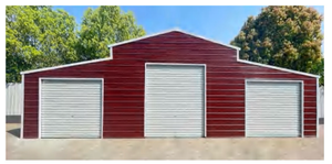 lot 59 image: Heavy-Duty Metal Storage Building 30x42x13 FT with Three Rolling Doors