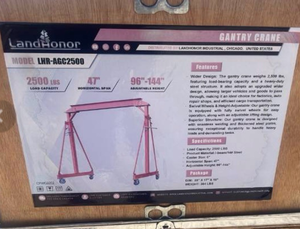 lot 66 image: LandHonor 2500 LBS Adjustable Gantry Crane LHR-AGC2500