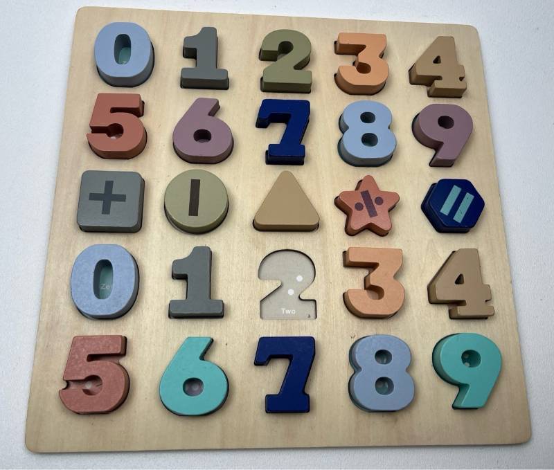 lot 142 image: Wooden Number Puzzle Board Educational Learning Toy