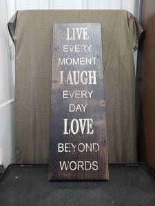 lot 3951 image: Live Laugh Love Inspirational Wood Wall Sign