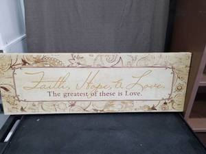 lot 3952 image: Faith Hope Love Inspirational Wall Sign