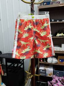 lot 3959 image: IXTREME Dinosaur Print Swim Shorts with White Side Stripes Size 7