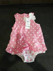 lot 3990 image: First Impressions Baby Girls Dotted Cotton Sunsuit Size 3-6 Months