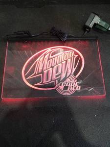 lot 4956 image: Mountain Dew Code Red LED Light Sign with Power Adapter